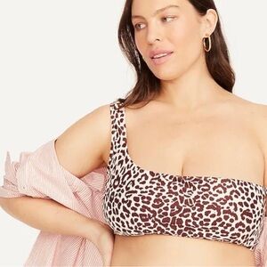 J Crew One‎ Shoulder Animal Cheetah Print Brown Cream Size 2X